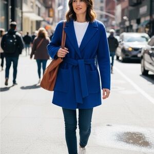 J. CREW ROYAL BLUE BOILED WOOL BELTED COAT SIZE XS ACCEPTING OFFERS